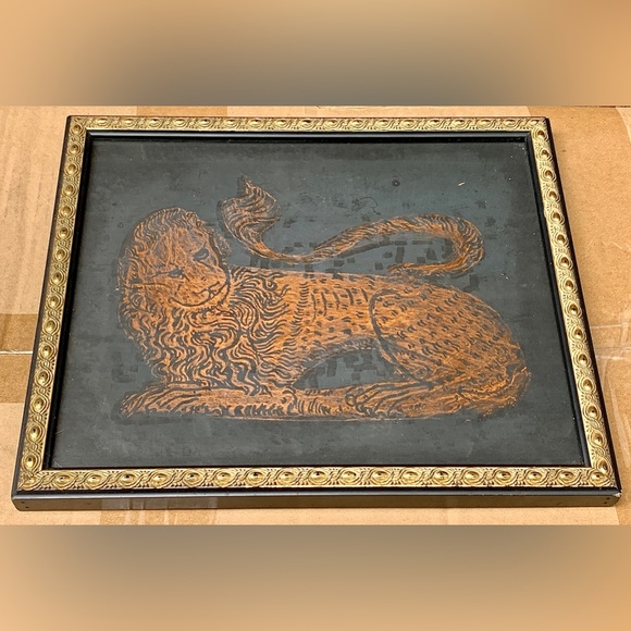 1987 Vintage Handmade Salisbury Cathedral Framed 12” x 10” Lion Brass Rubbing - Picture 10 of 16